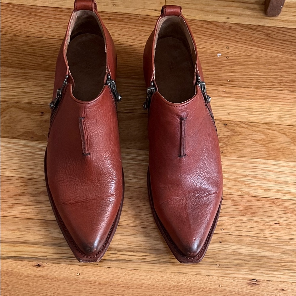 Frye Sacha Moto red leather ankle bootie